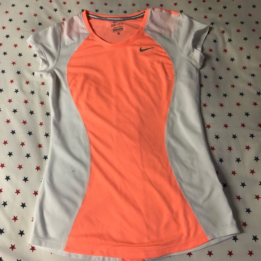 Nike Dri Fit White and Orange Tee